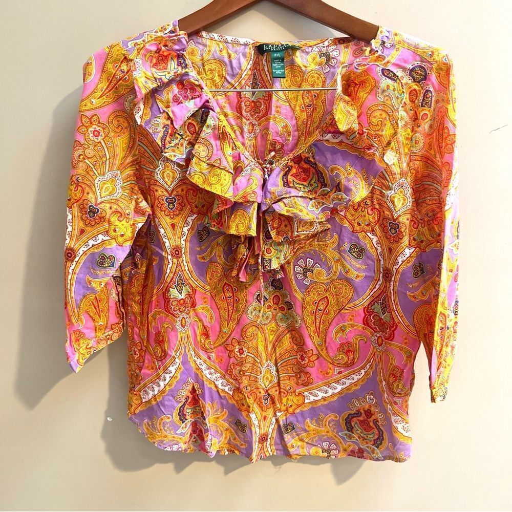 Ralph Lauren paisley Ruffle Blouse LP